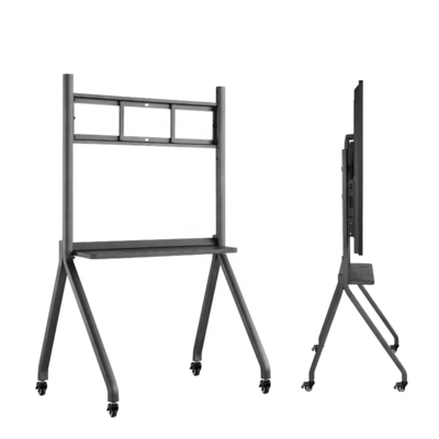 Mobile TV Rolling Floor Stand Lockable Wheels Trolley 55-86 Inch Interactive Whiteboard